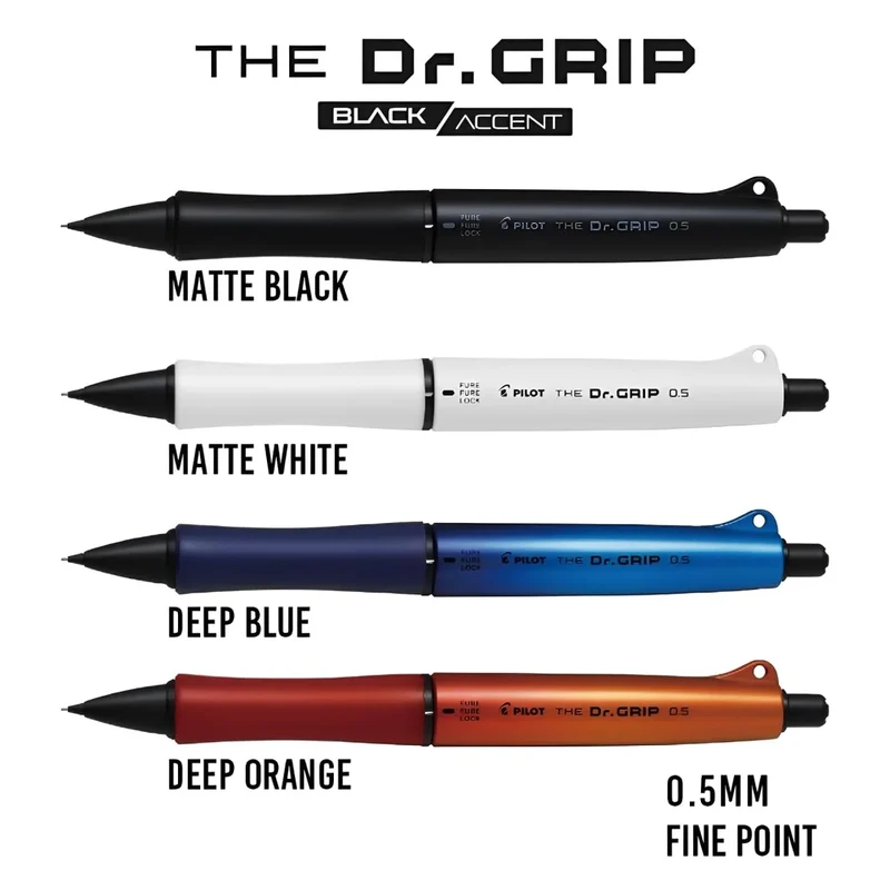 Pilot Dr. Grip Mechanical Pencil 0.5mm Black Accent Deep Orange