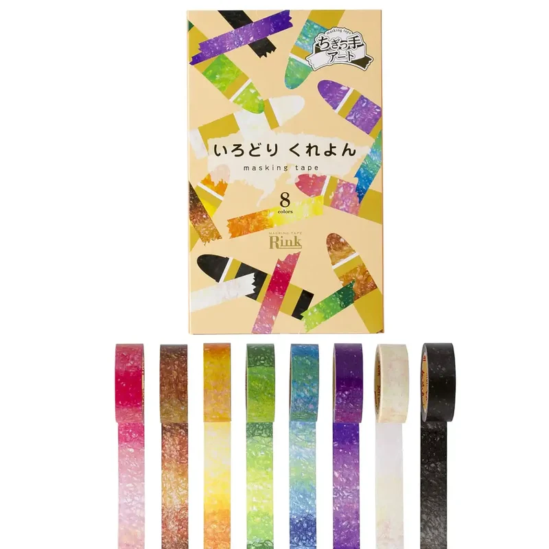 Linley Rinrei Rink Colorful Craft Masking Washi Tape Set - 8 Vibrant Colors