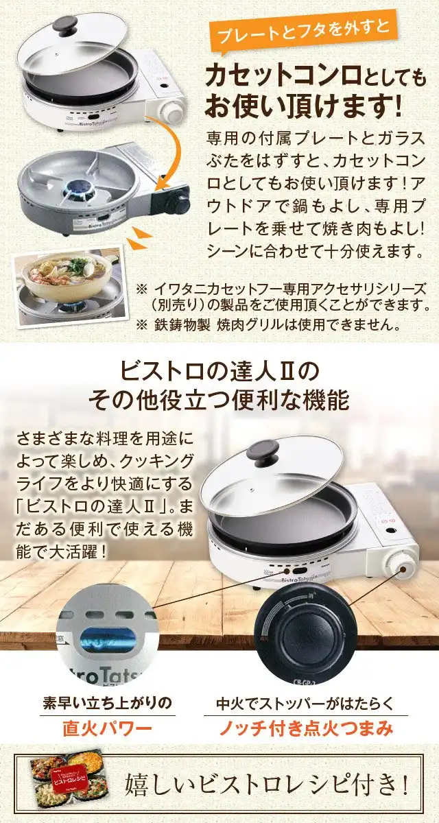Iwatani Cassette Gas Grill Pan Bistro Master II White CB-GP-W Portable Grill