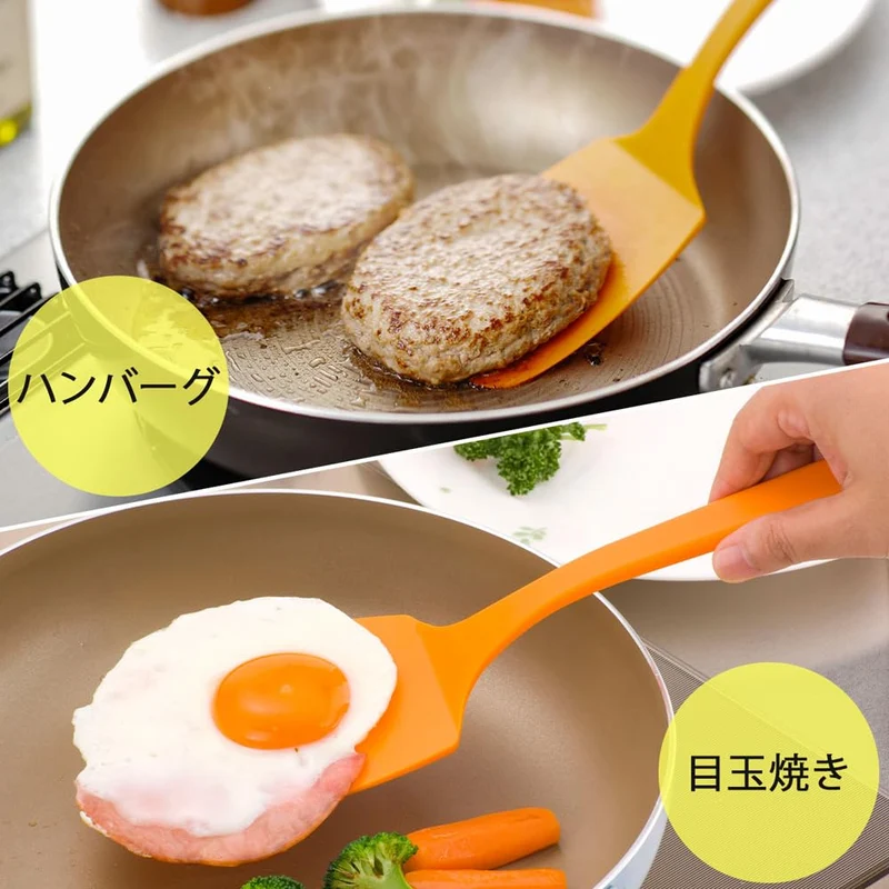 Shimomura Heat-Resistant Nylon Kitchen Spatula Turner Orange Flexible