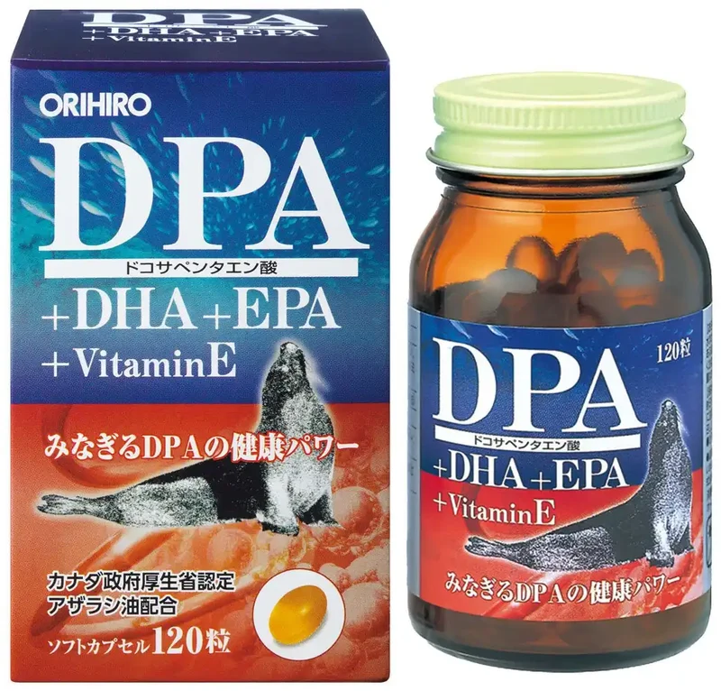 Orihiro DPA DHA EPA Capsules 120 Cap 30-Day Supply with Vitamin E