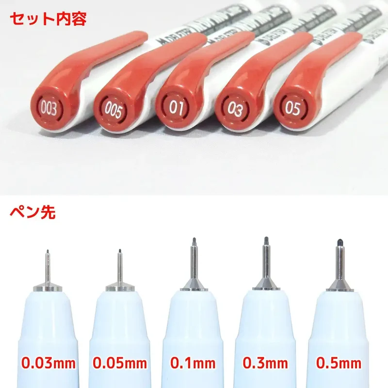 Deleter Neo Pico Line-3 Sepia 5-Piece Set for Precision Inking