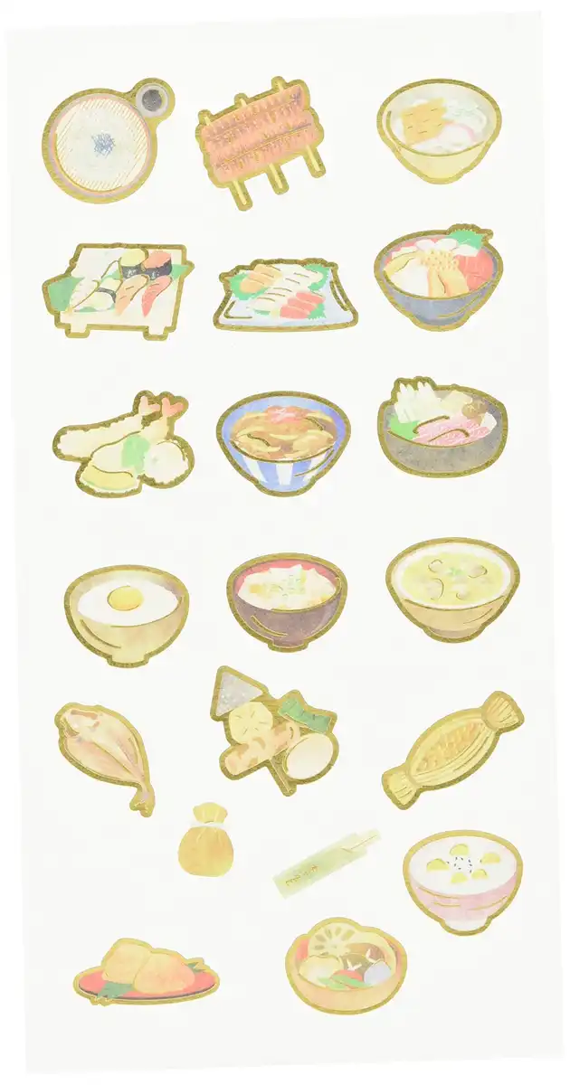 A Shirt Kamiiso Nippon Washoku Japanese Food Pattern Stickers 1 Sheet