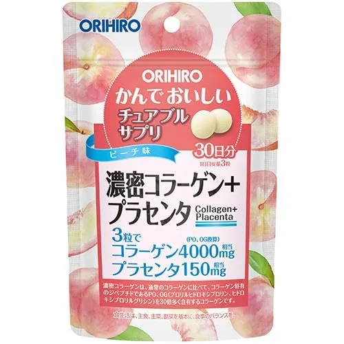 Orihiro Chewable Collagen Tablets 90 Count Peach Flavor