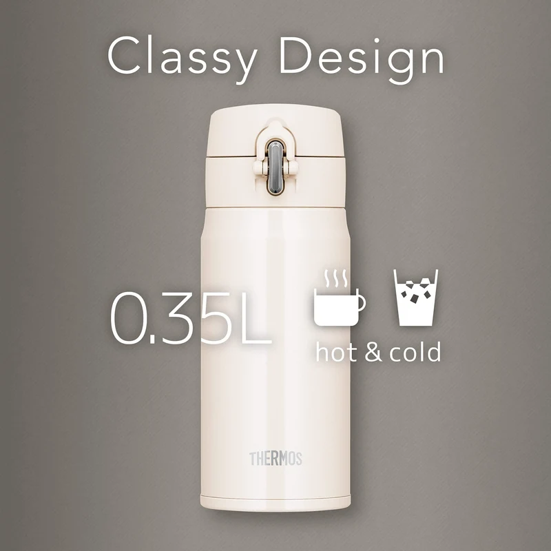 Thermos Vacuum Insulated White Beige 350ml Water Bottle Portable Mug