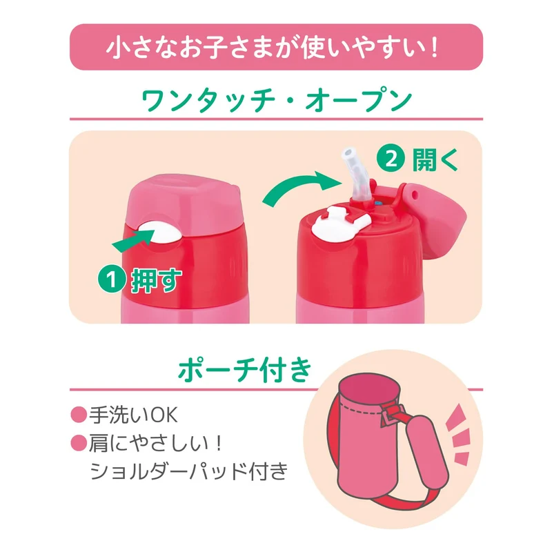 Thermos Minnie Strawberry Pink Vacuum Insulated Straw Bottle 400ml for Kids Cold Storage Only Fhl-403Fds Sbp