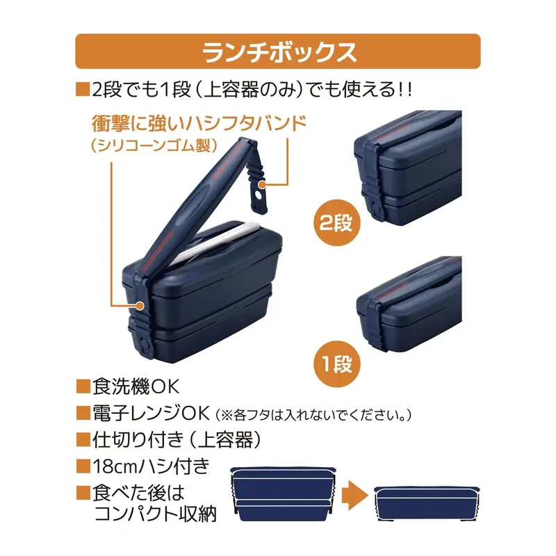 Thermos 900ml 2-Tier Fresh Lunch Box in Deep Navy - DJB-906W DPNV