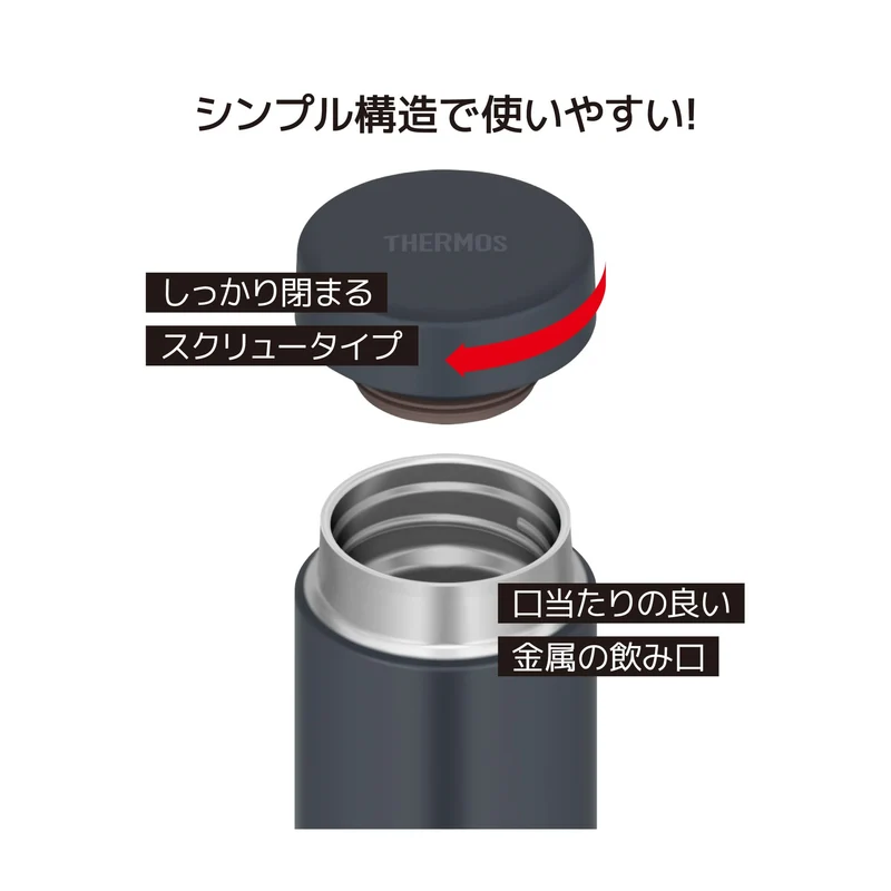 Thermos 350Ml Vacuum Insulated Stainless Steel Water Bottle Portable Easy Cleaning Screw Closure - Dark Gray Jon-350 Dgy