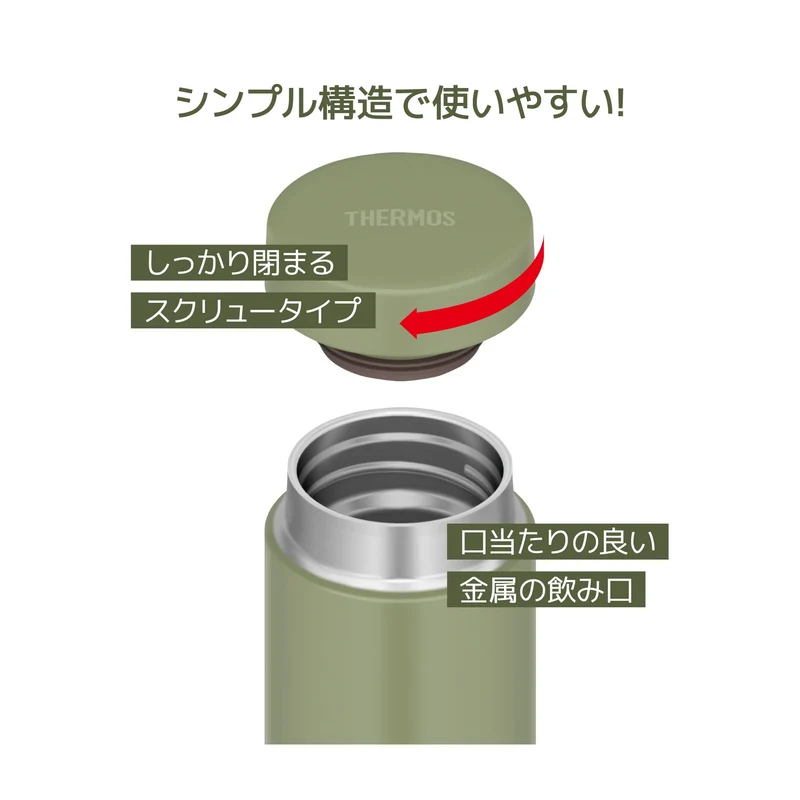 Thermos Jon-350 Kki 350Ml Stainless Steel Vacuum Insulated Portable Water Bottle Khaki Leak-Proof & Easy-To-Clean