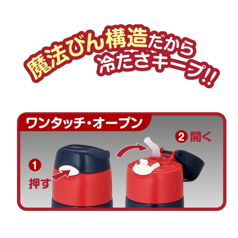 Thermos 400ml Vacuum Insulated Straw Bottle Cars Navy Red Cold Storage - FHL-402FDS NV-R