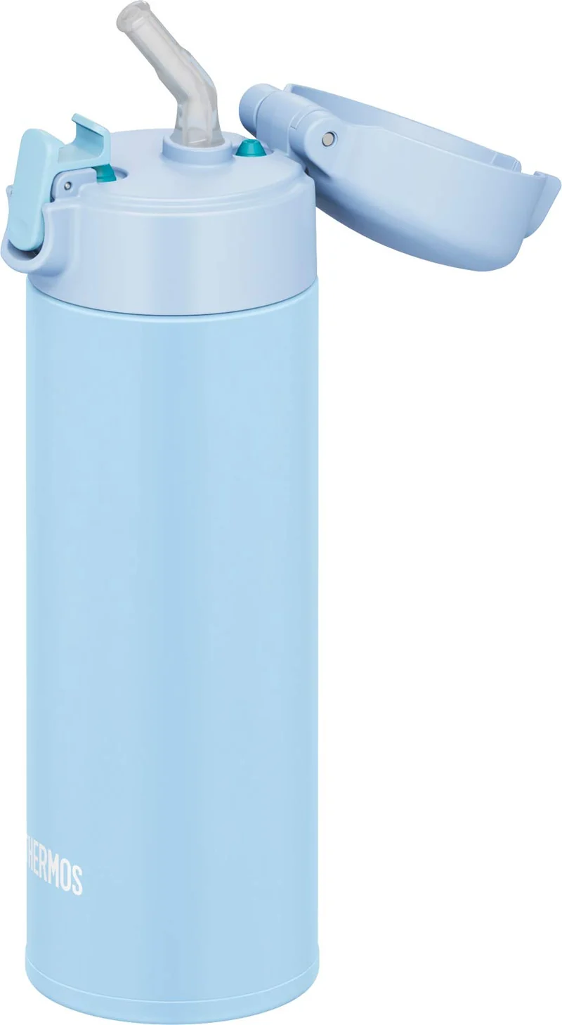 Thermos Light Blue 350ml Vacuum Insulated Straw Bottle for Cold Storage FJM-350 LB