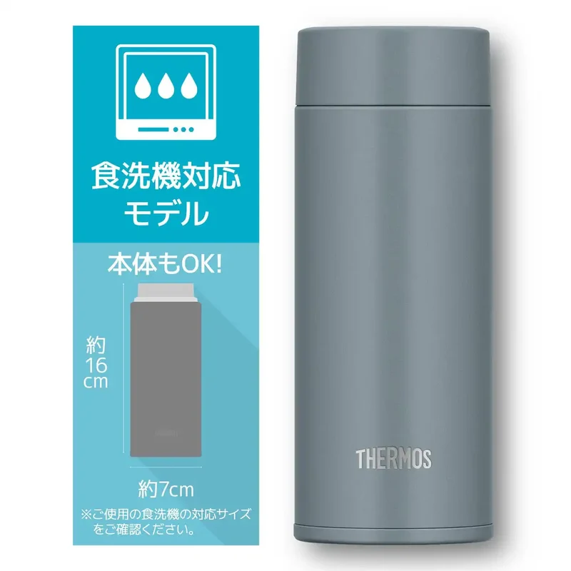 Thermos Stainless Steel Vacuum Insulated Water Bottle 350ml Gray Green Compact Lightweight Dishwasher Safe - Joq-350 Gyg