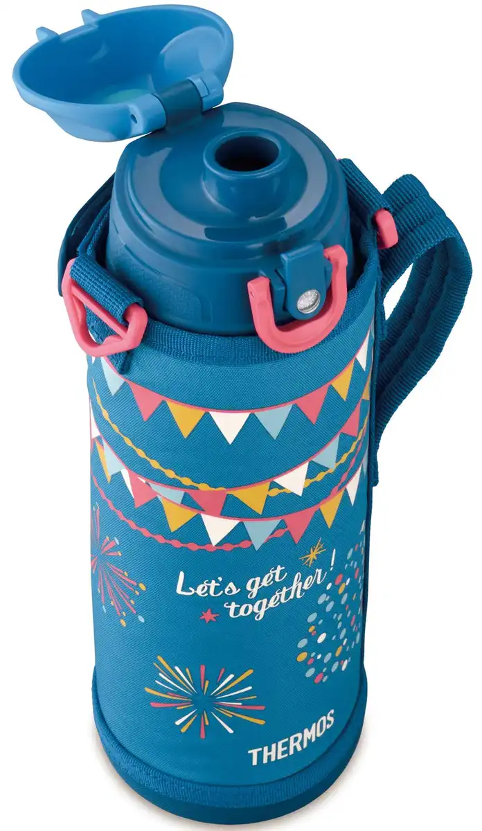 Thermos 1.0L Blue Flag Vacuum Insulated 2-Way Water Bottle Fho-1001Wf Bl-F