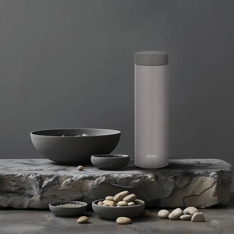 Thermos Jon-481 Stg 480ml Vacuum Insulated Stainless Steel Water Bottle Stone Gray Easy-Clean Leak-Proof
