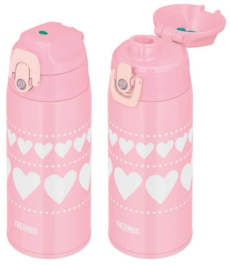 Thermos 0.63L Water Bottle Pink Heart Vacuum Insulated 2-Way Bottle - Fjj-600Wf Pht