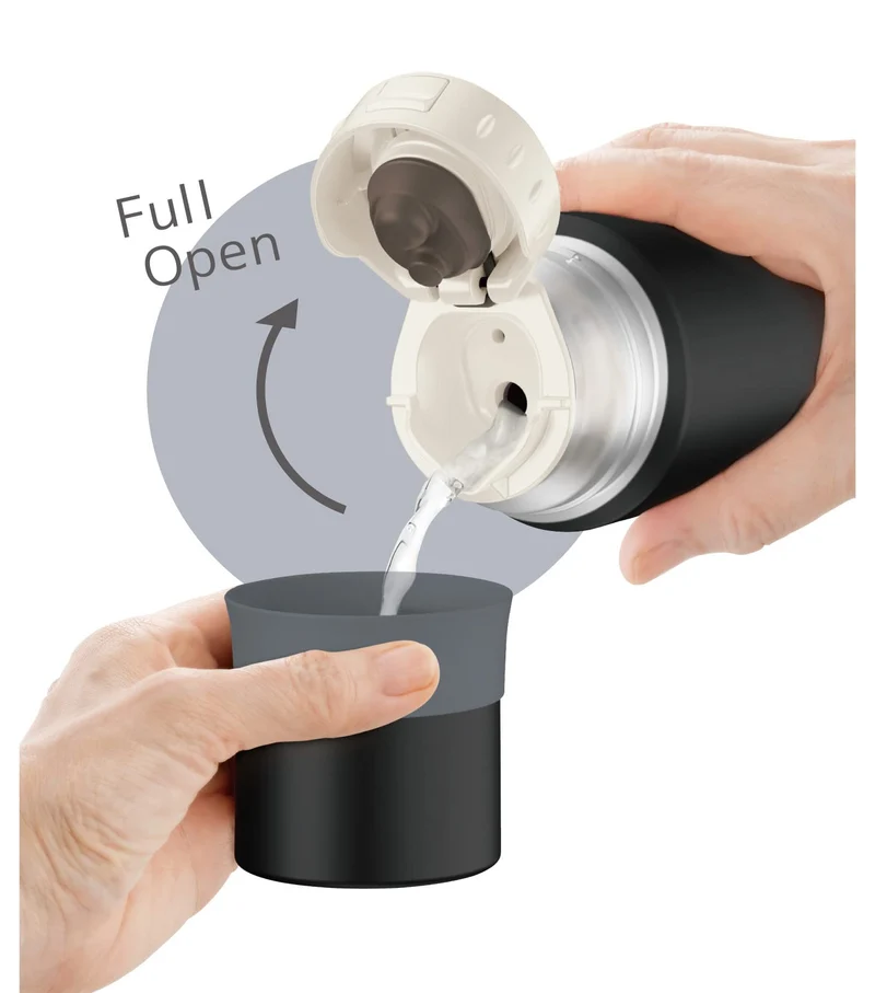 Thermos Stainless Steel Water Bottle Stone Black 350ml - Cup Type FFM-352