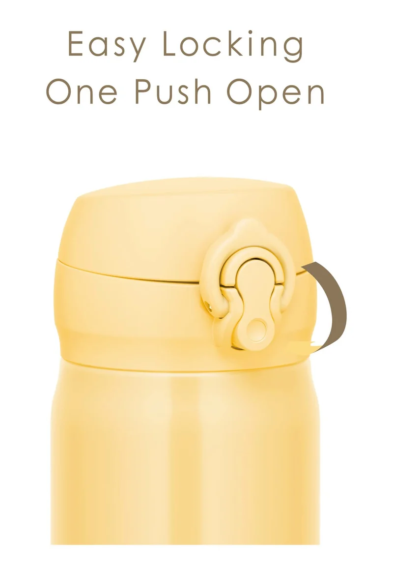 Thermos JNL-356 Cry 350Ml Stainless Steel Water Bottle - Vacuum Insulated Easy-Clean Cream Yellow