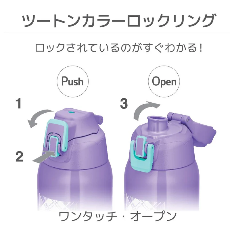 Thermos FHT-1500F PL-CH 1.5L Vacuum Insulated Purple Check Sports Bottle
