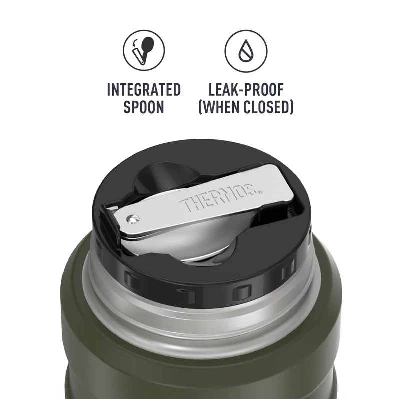 Thermos Stainless King 16oz Matte Green Vacuum Insulated Food Jar with Spoon