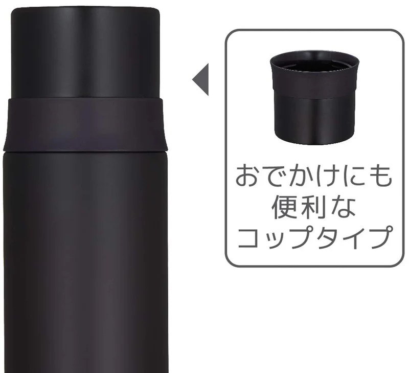 Thermos 500ml Matte Black Slim Stainless Steel Water Bottle FFM-501