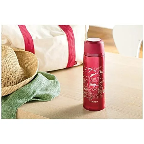 Zojirushi 820ml Red Stainless Steel Insulated Water Bottle with Cup - Sj-Js08-Ra