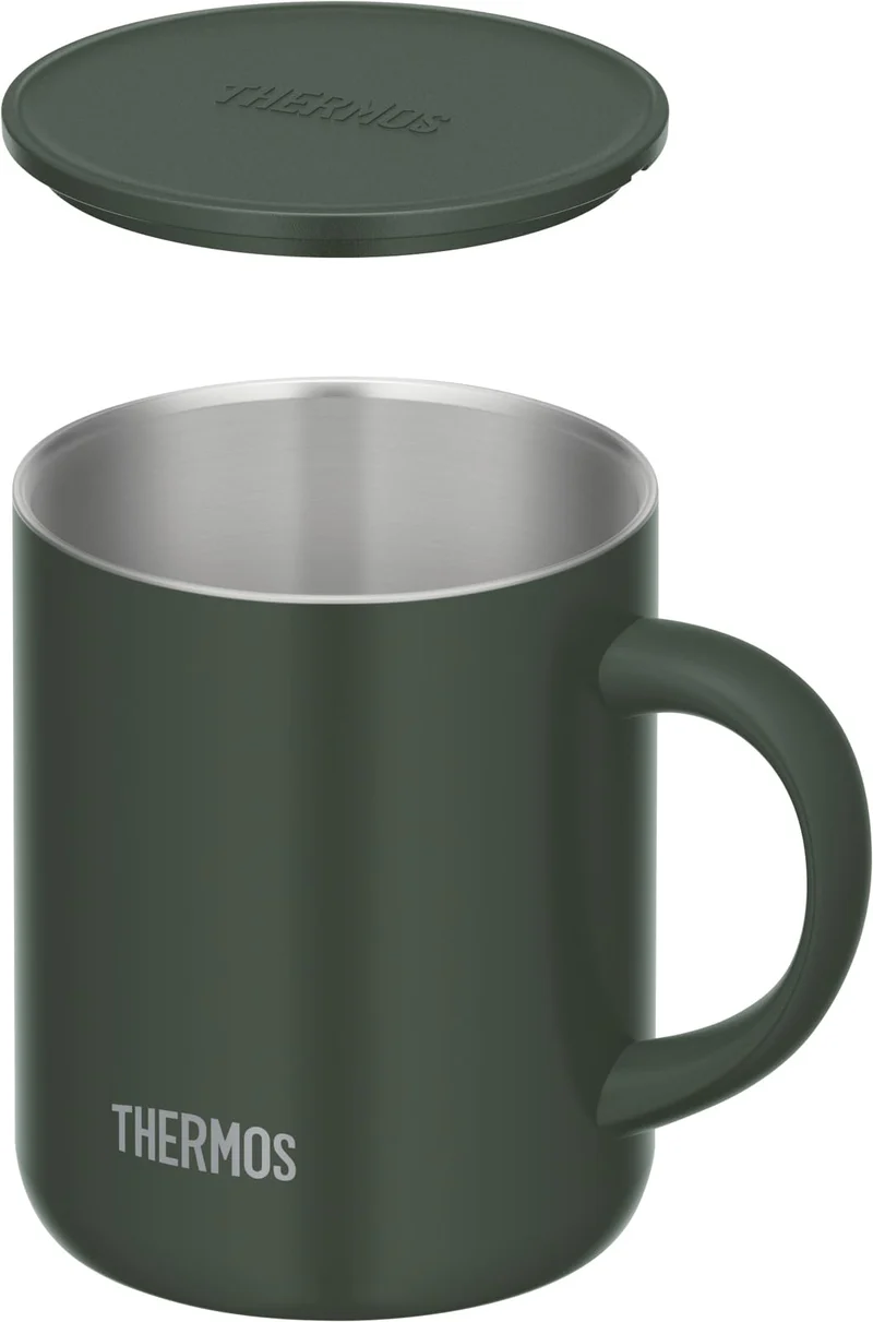 Thermos Dark Green Vacuum Insulated Mug 350ml with Lid JDG-352C - Exclusive