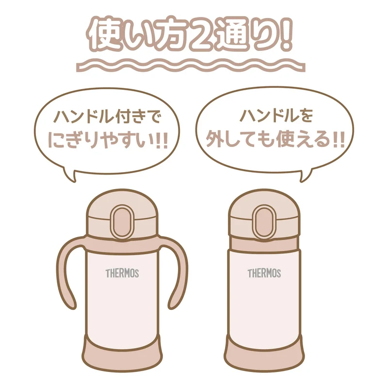 Thermos Beige Vacuum Flask Fjl-350 350ml Baby Straw Mug