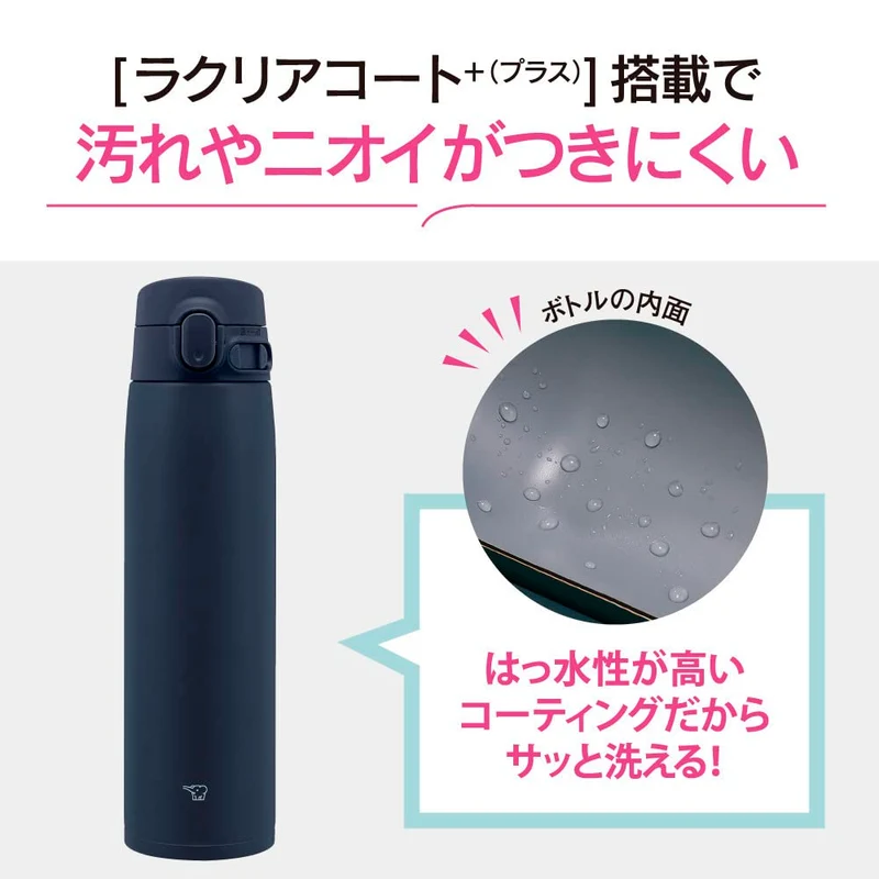 Zojirushi Large Capacity 720ml Stainless Steel Water Bottle with Integrated Lid Navy