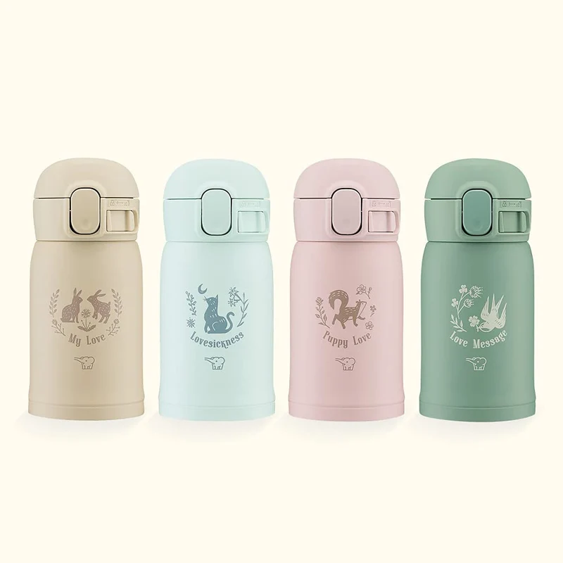 Zojirushi Stainless Steel Water Bottle One-Touch Seamless Mug 0.24L - Vintage Rose