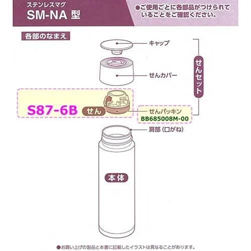 Zojirushi Stainless Steel Mug Stopper Packing for SM-NA SM-NAE Water Bottle Series Replacement Part