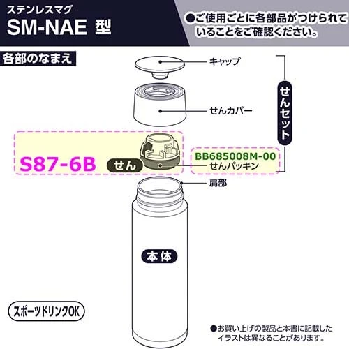 Zojirushi Stainless Steel Mug Stopper Packing for SM-NA SM-NAE Water Bottle Series Replacement Part