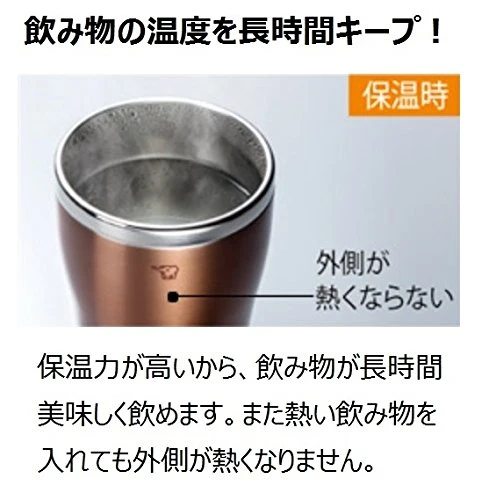 Zojirushi Clear Copper Stainless Steel Tumbler Double Vacuum Insulation 600ml for Hot Water