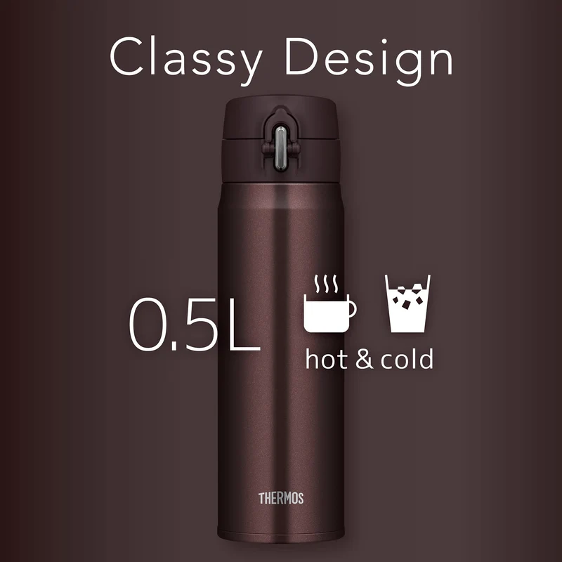 Thermos 500ml Brown Vacuum Insulated Portable Water Mug Model Joh-500 Bw