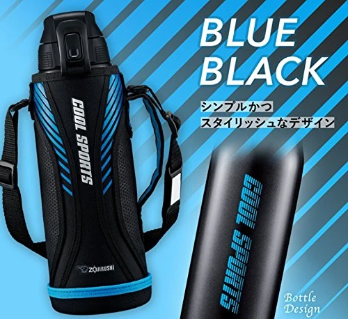 Zojirushi 1.0L Stainless Steel Sports Water Bottle Direct Drinking Blue Black