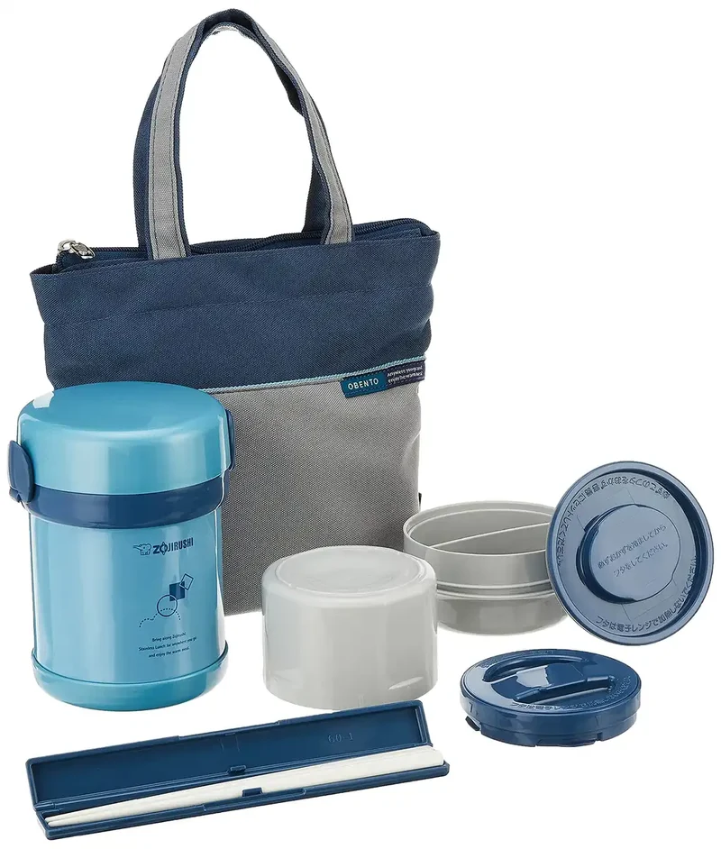 Zojirushi Aqua Blue Ms.Bento Stainless Lunch Jar - Compact and Durable Model SL-MEE07AB