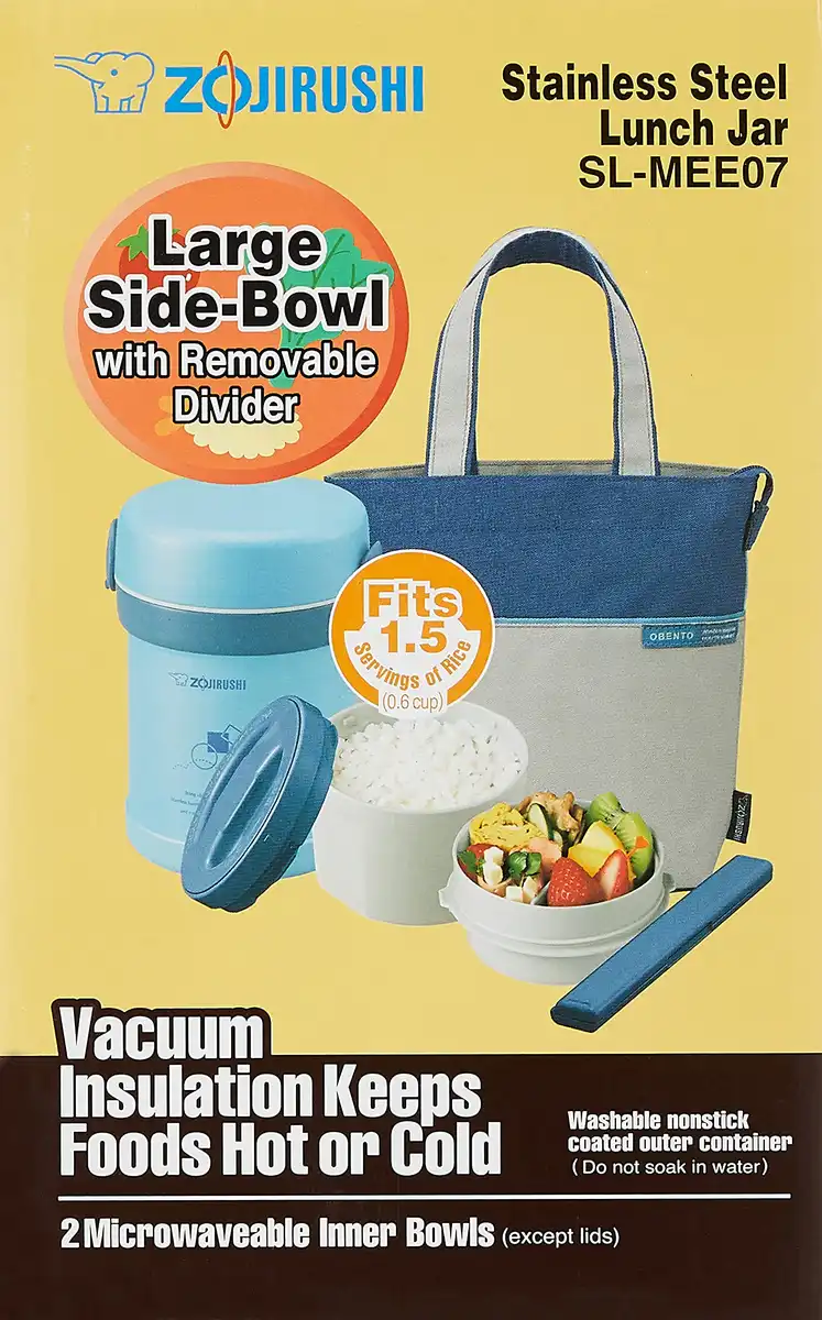 Zojirushi Aqua Blue Ms.Bento Stainless Lunch Jar - Compact and Durable Model SL-MEE07AB