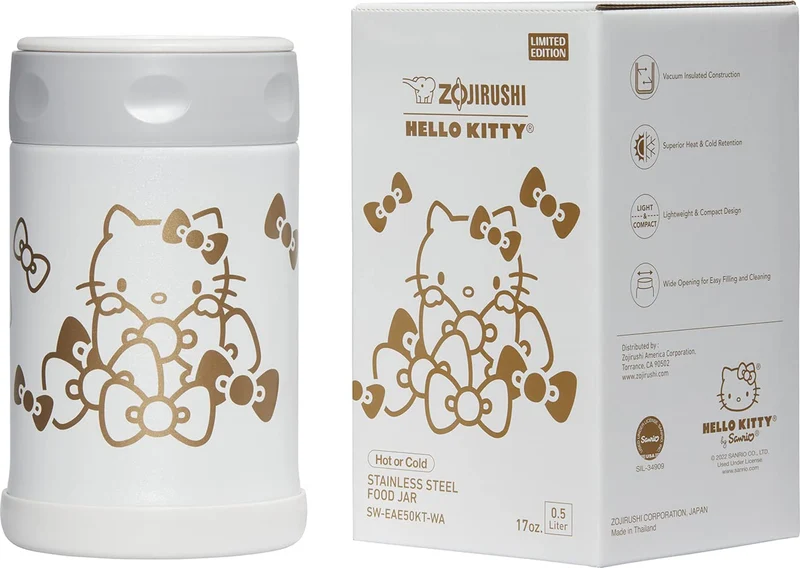 Zojirushi 17-Ounce Stainless Steel Food Jar from Hello Kitty Collection White
