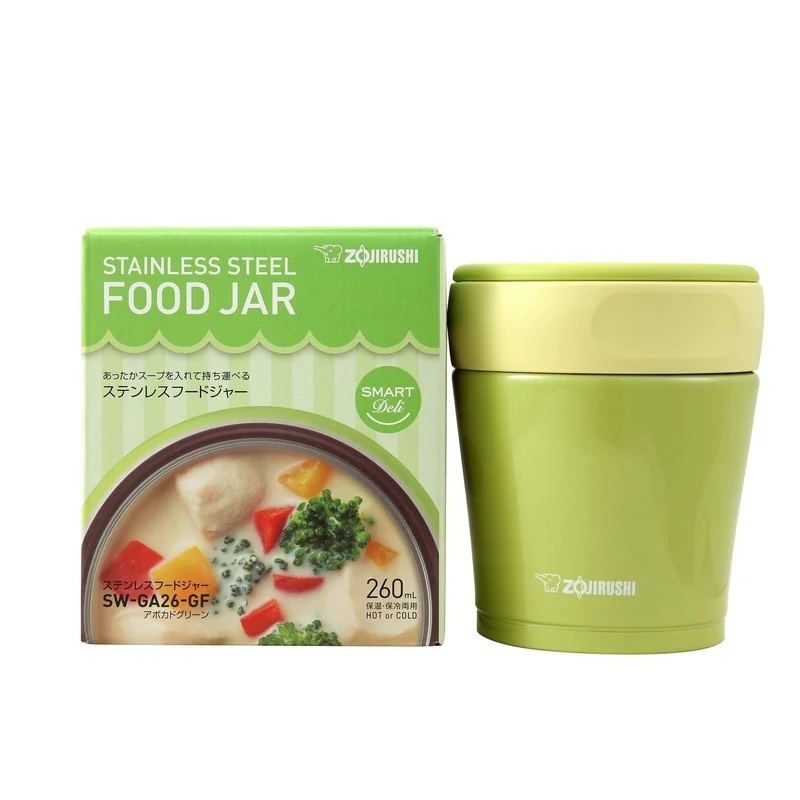 Zojirushi 260ml Stainless Steel Food Jar Coral Orange with Washable Lid
