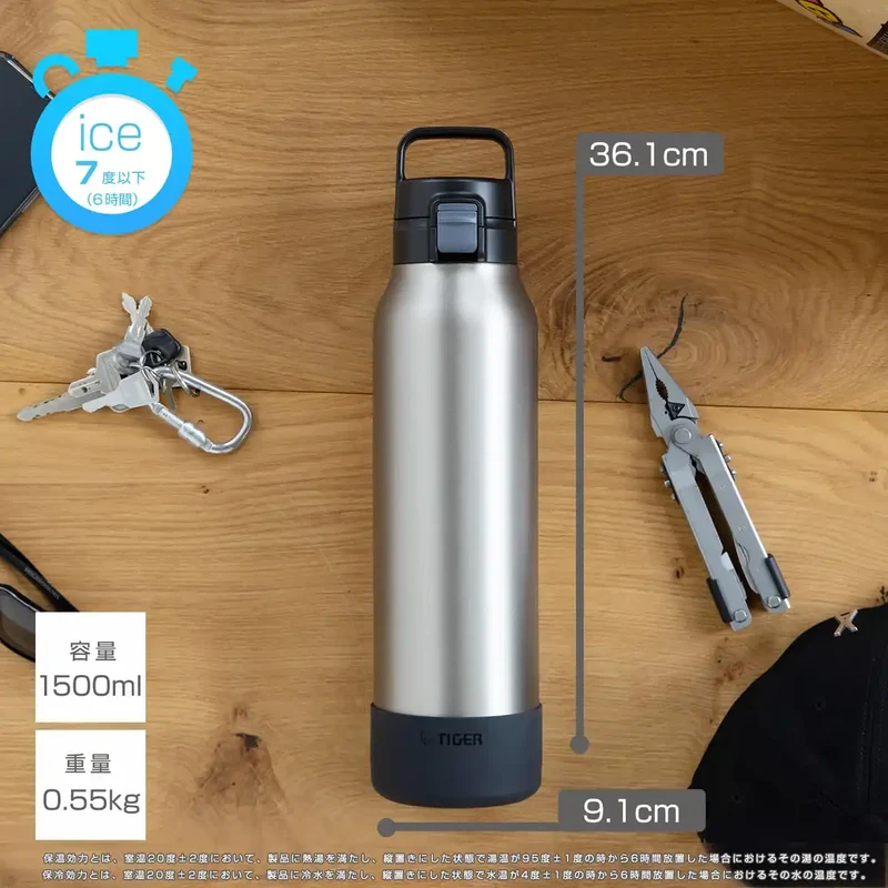 Tiger Stainless Steel 1.5L Vacuum Flask Wide Mouth Cold Storage Black Mta-B150Kk