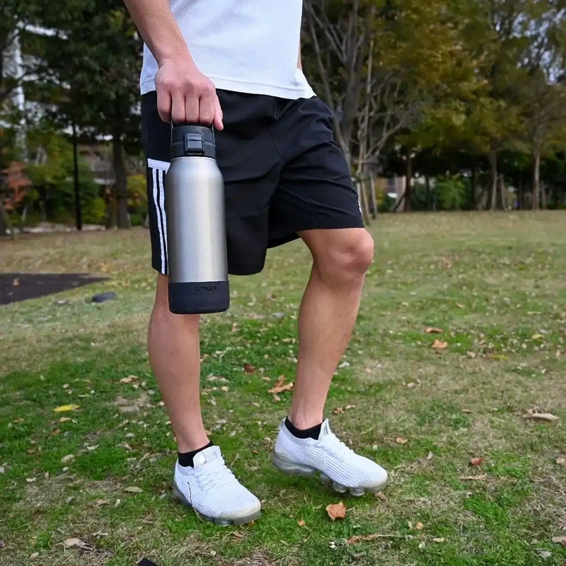 Tiger 1L Black Matte Stainless Steel Sports Water Bottle Cold Storage