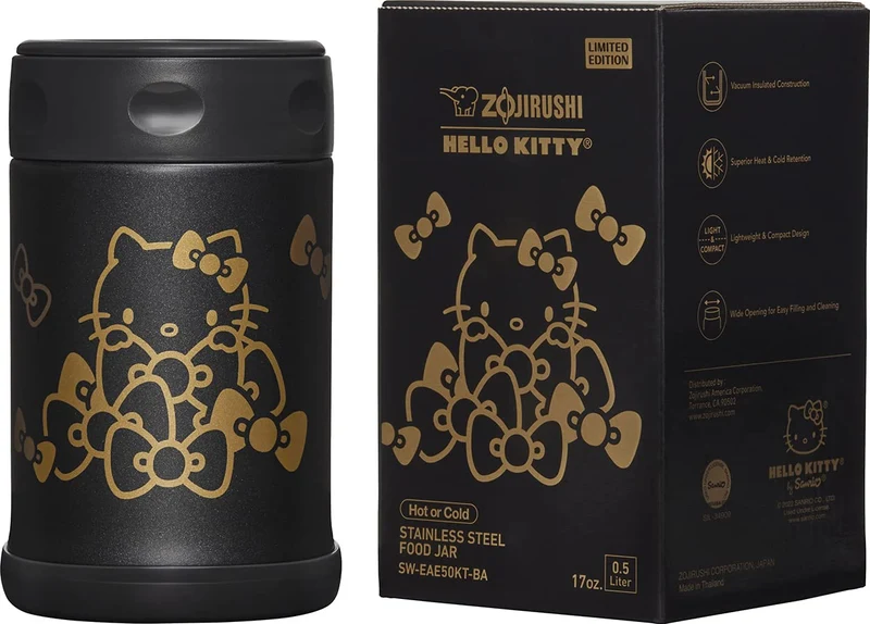 Zojirushi 17-Ounce Stainless Steel Food Jar Hello Kitty Collection Black