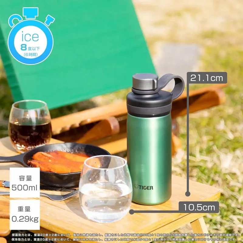 Tiger Carbonated Stainless Steel Water Bottle 500ml Mta-T050Wk White