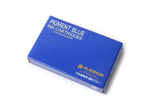 Platinum Fountain Pen with 10 Blue Water-Based Pigment Ink Cartridges
