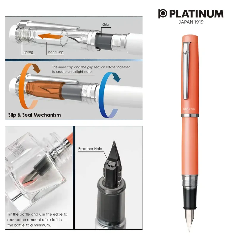 Platinum Procion #25 Fine Point Fountain Pen in Persimmon Orange