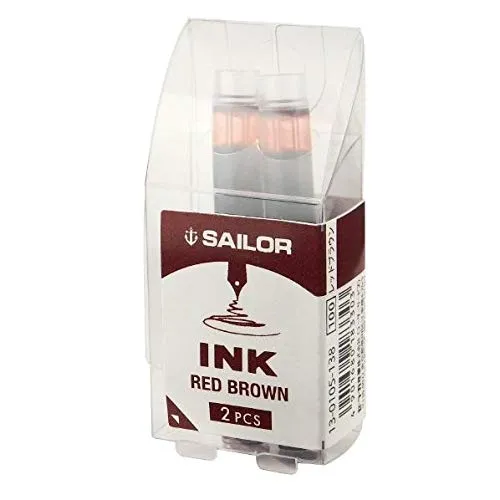 Sailor Fountain Pen with 2 Bottles of Red Brown Cartridge Ink 10 Pieces 13-0105-138