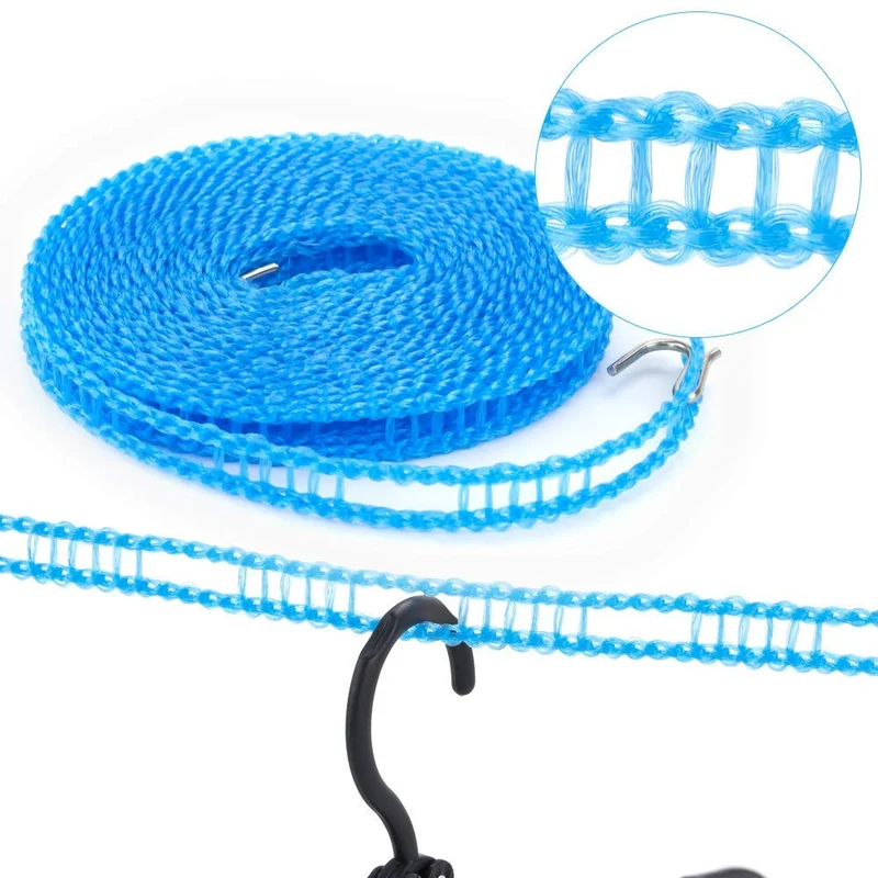 Yoooo Travel Hanger Set - Portable Foldable Lightweight - 12 Pcs 1 Laundry Rope 24 Pinches 6 Colors - For Travel Business Trips Laundry Drying - Japan