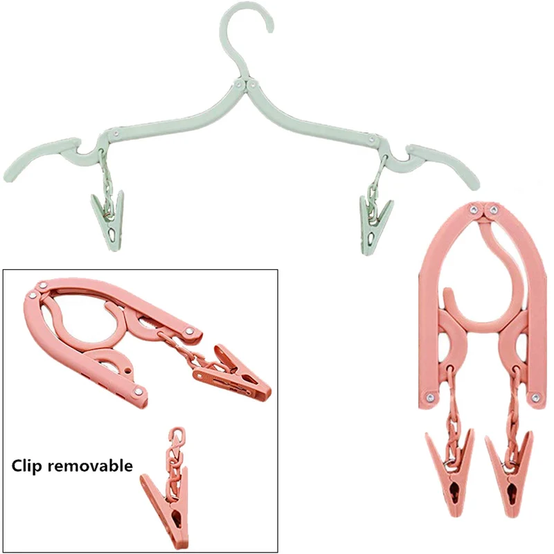 Yoooo Travel Hanger Set - Portable Foldable Lightweight - 12 Pcs 1 Laundry Rope 24 Pinches 6 Colors - For Travel Business Trips Laundry Drying - Japan