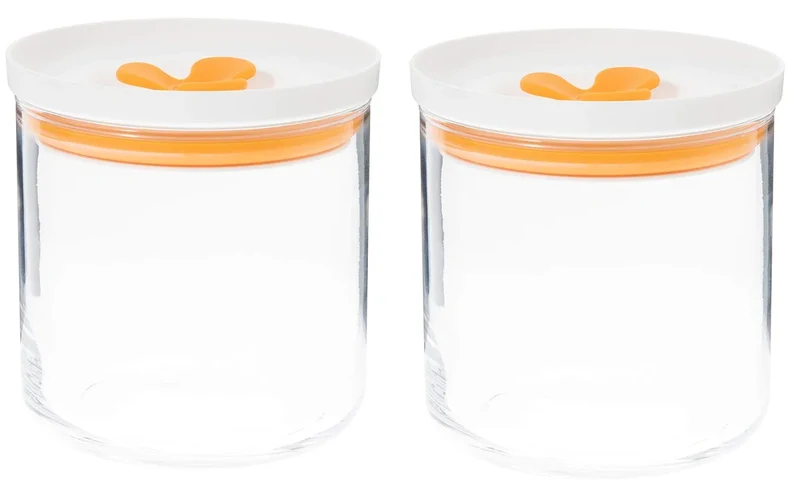 Toyo Sasaki Glass Kitchen Deli Keeper Storage Container Japan Orange