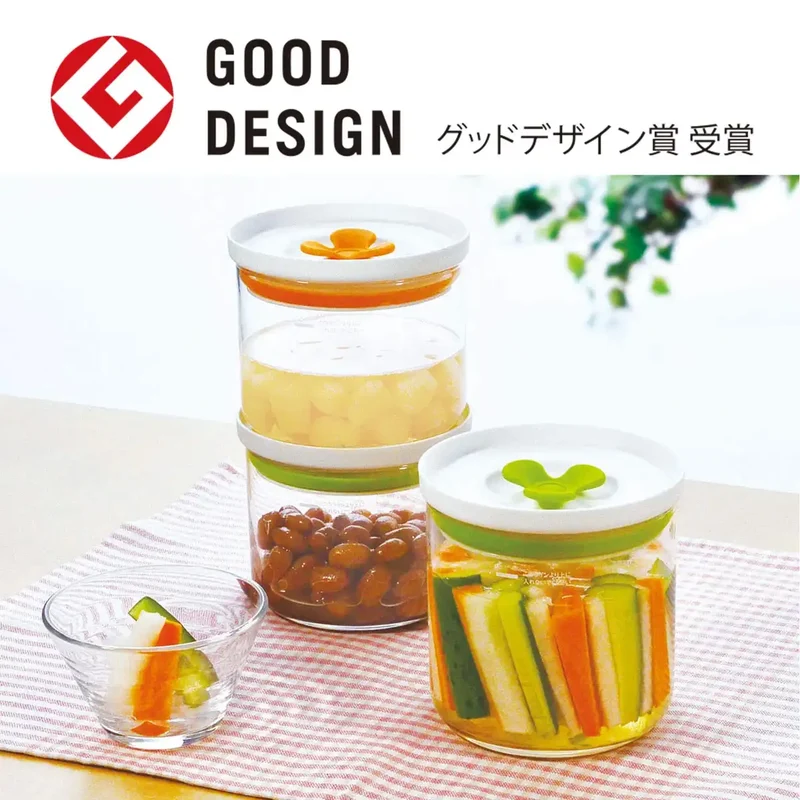 Toyo Sasaki Glass Kitchen Deli Keeper Storage Container Japan Orange