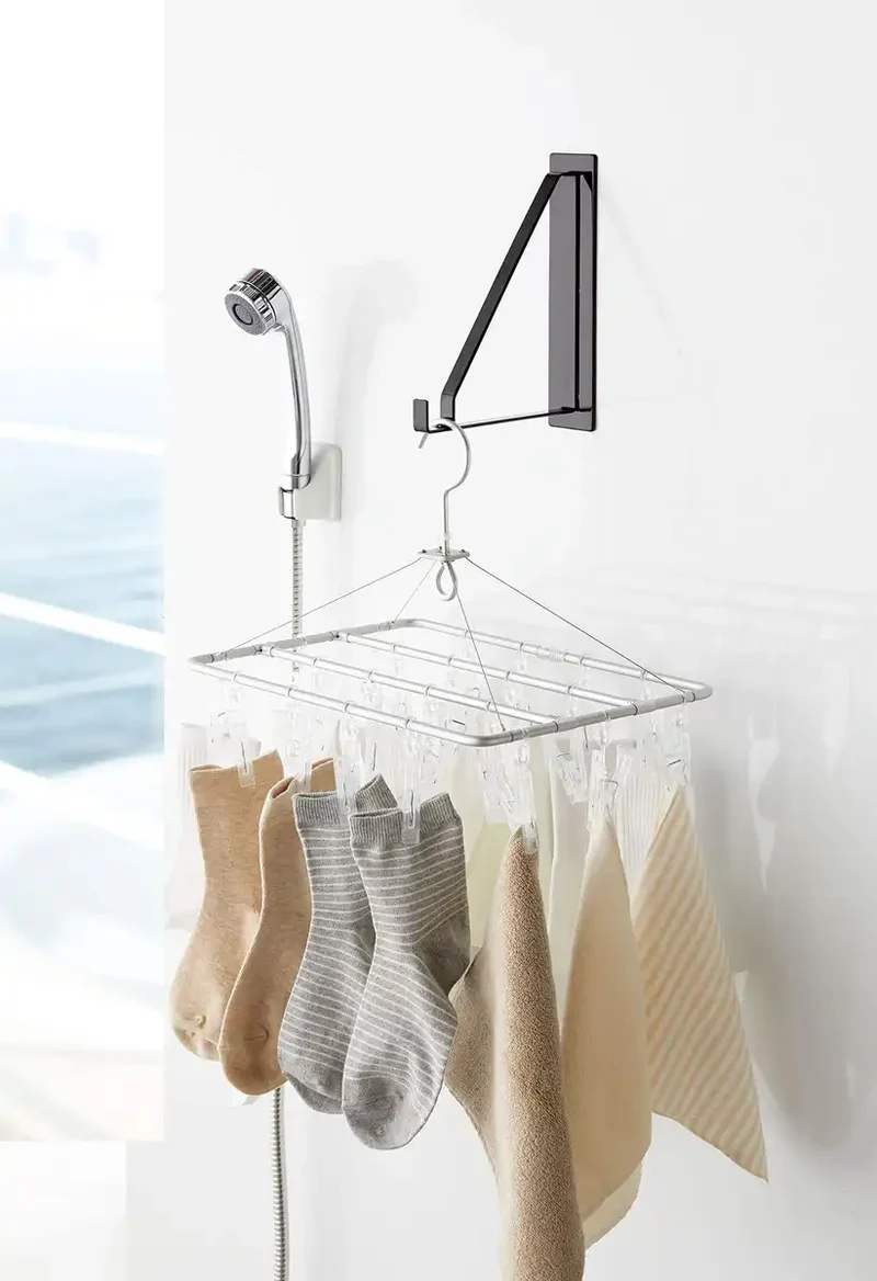Yamazaki Industrial Japan 4713 Magnetic Bathroom Drying Hanger Black 5X18.5X23Cm Tower